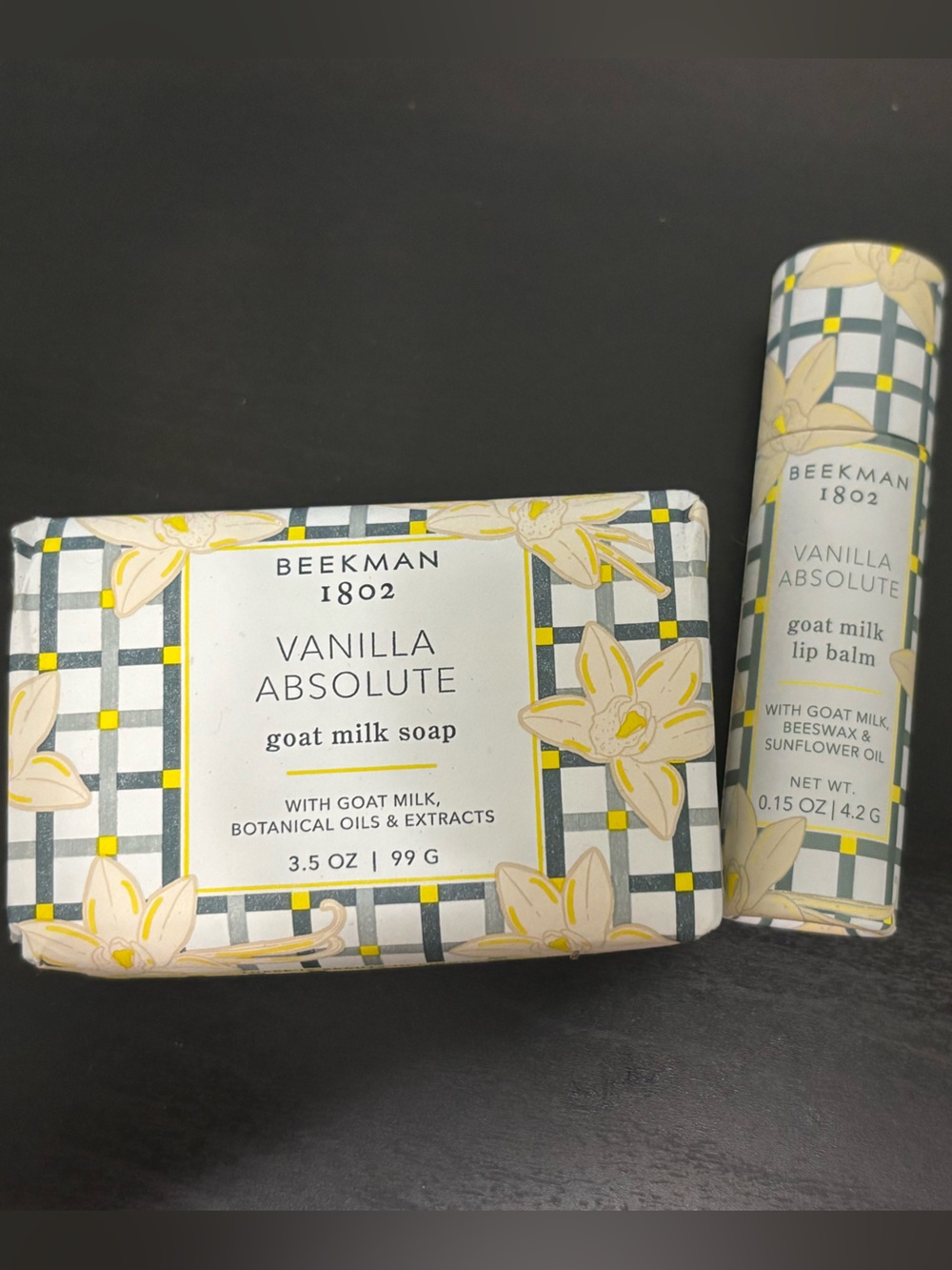 Beekman 1802 Vanilla Absolute Soap & Lip Balm Set - Yellow, Cream, Gray